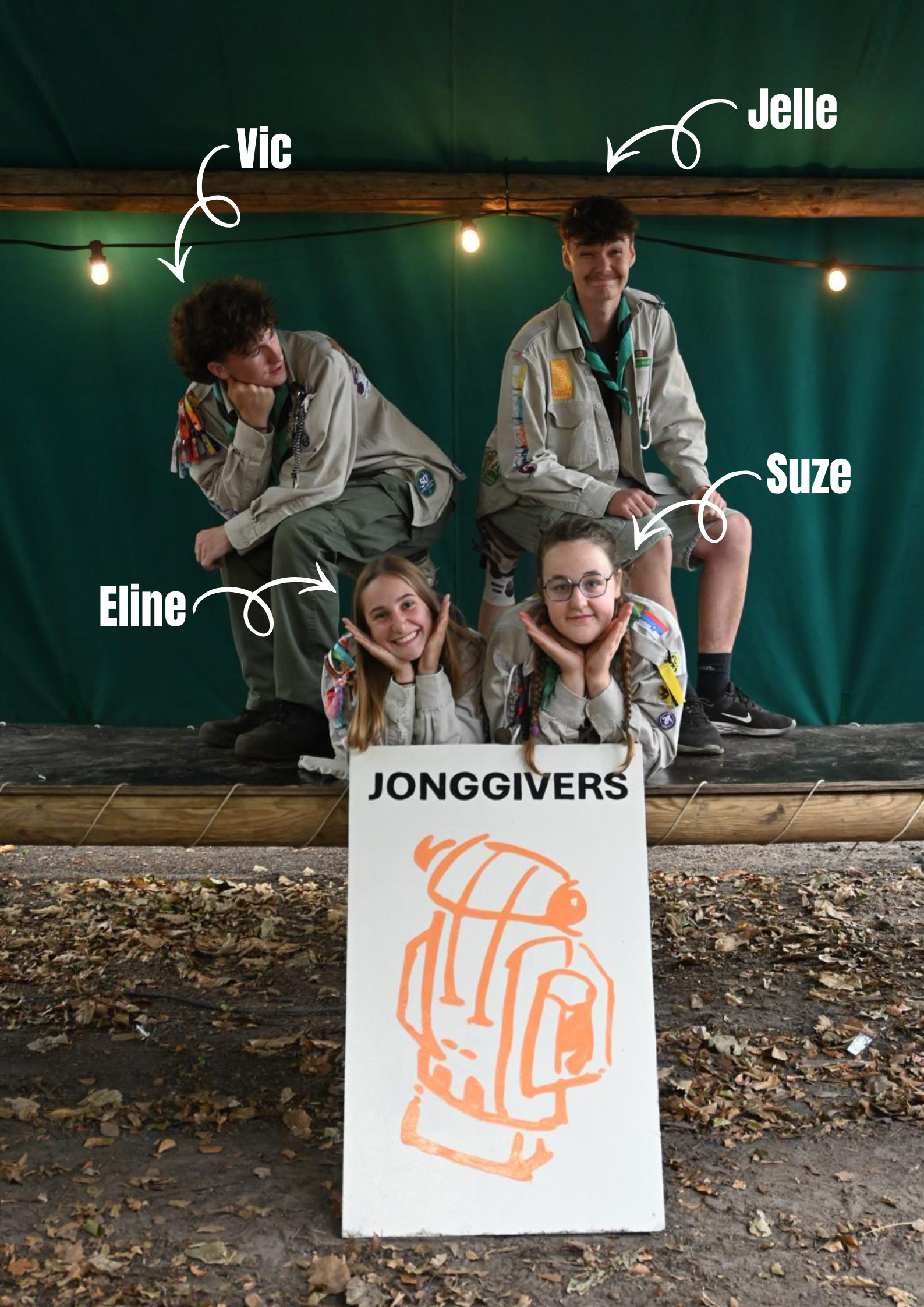 Groepsfoto van de jonggiversleiding