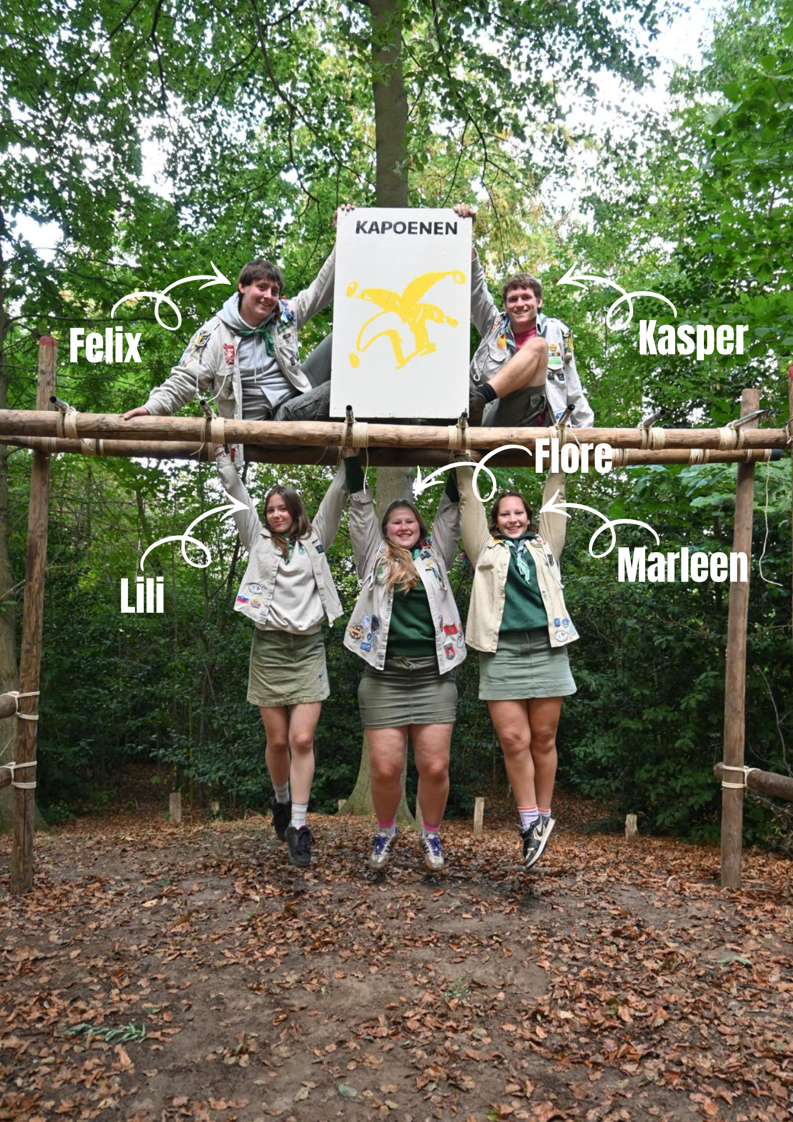 Groepsfoto van de kapoenenleiding